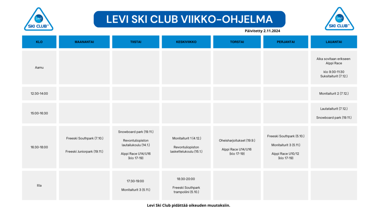 Opetus ja valmennus - Levi Ski Club 1