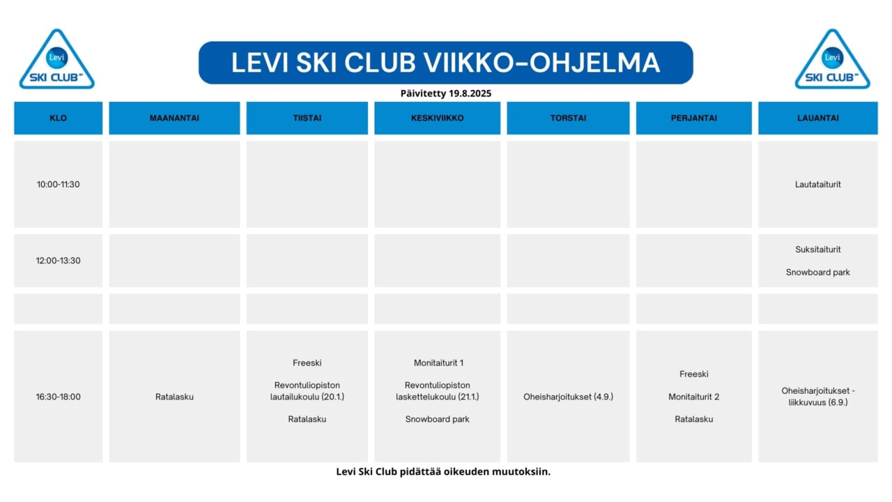 Opetus ja valmennus - Levi Ski Club 5