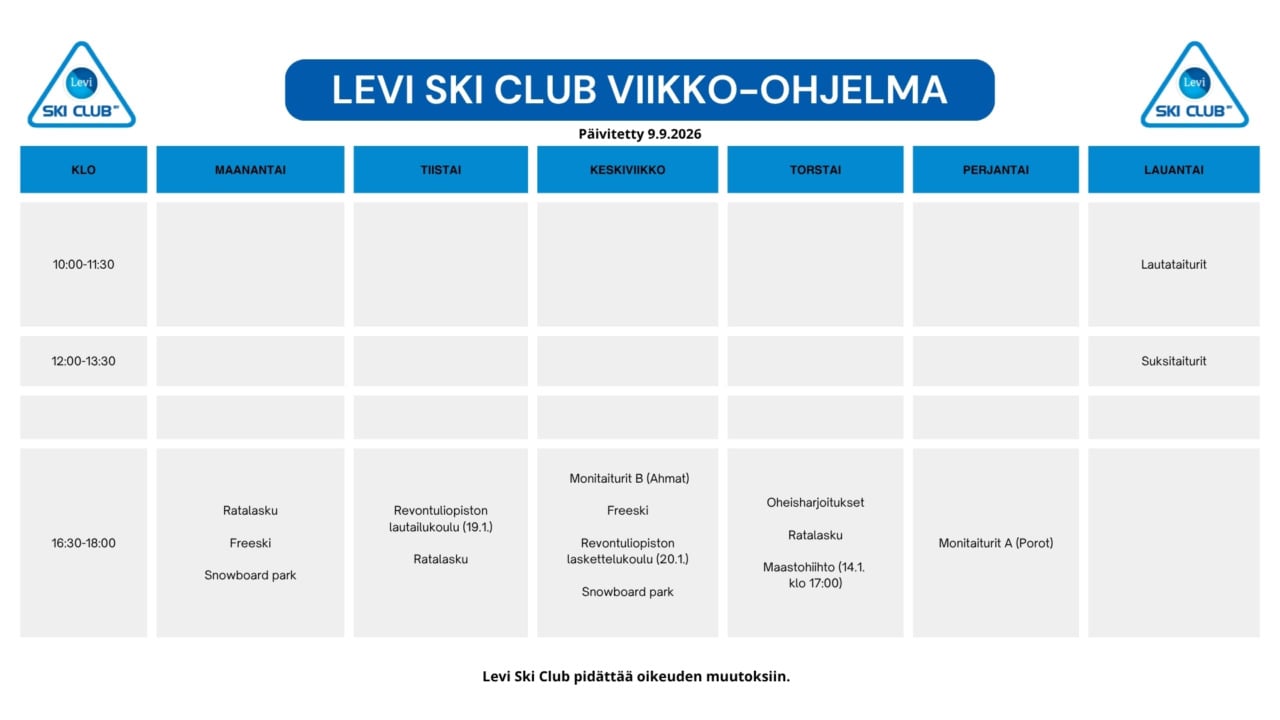 Vielä ehdit ilmoittautua ryhmiin! - Levi Ski Club
